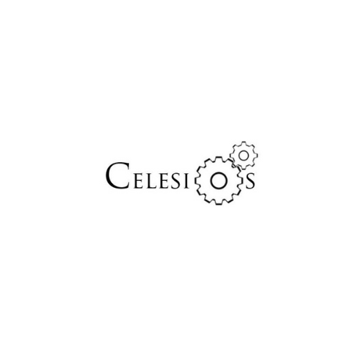 Minimalist logo with the word 'CELESI' and gear icons.
